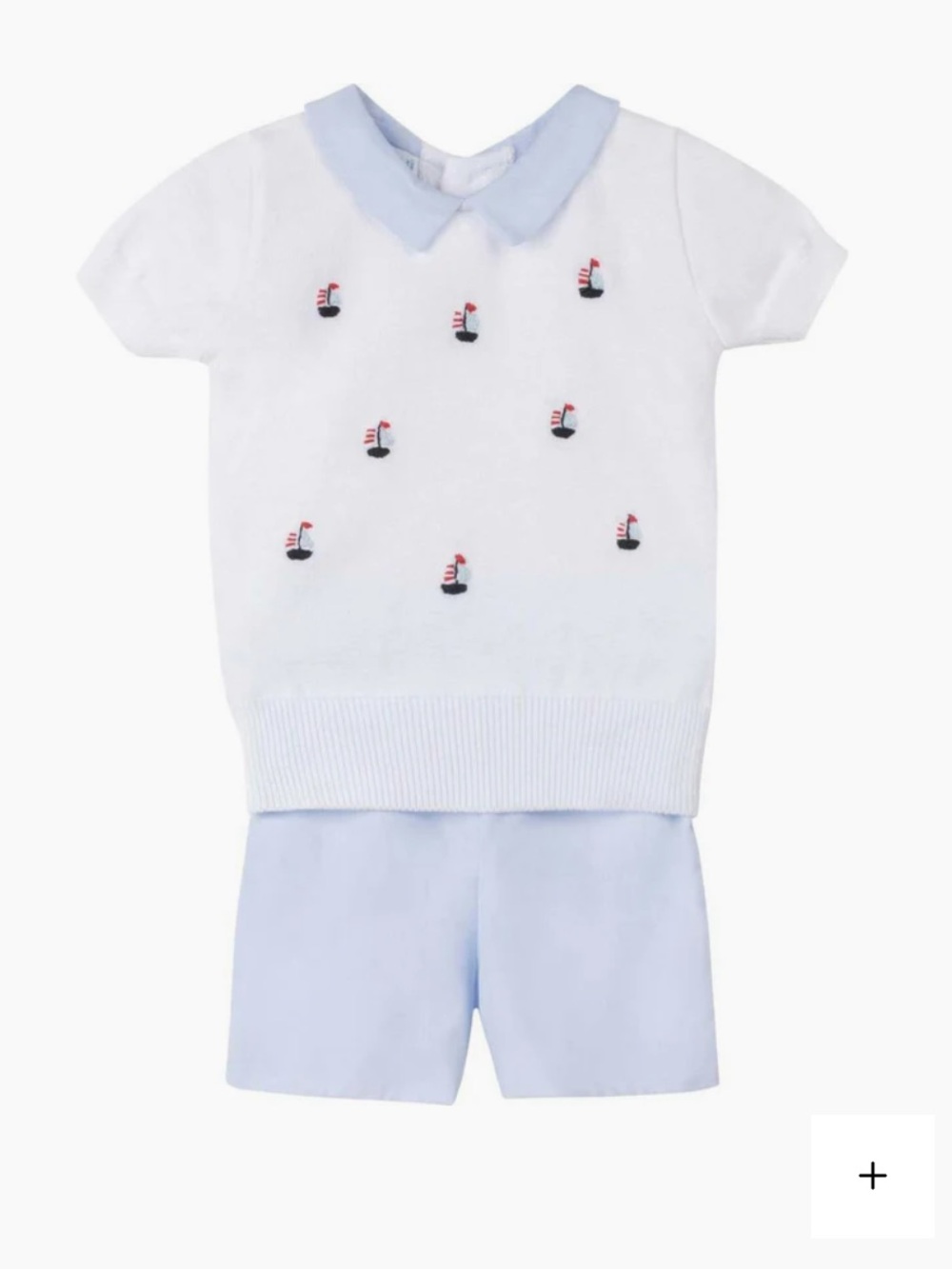 Boys Sailboat Short Sleeve Shorts Sweater Set